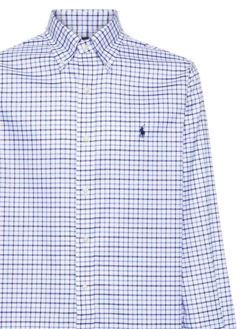 Camicia uomo in cotone bianco e blu Polo Ralph Lauren | 712936022002